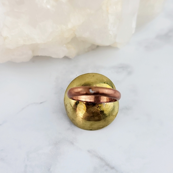 Tiger Eye Ring Jewelry Size 5 Yellow Gold Brass Copper Metal Artisan Handmade - Picture 6 of 12